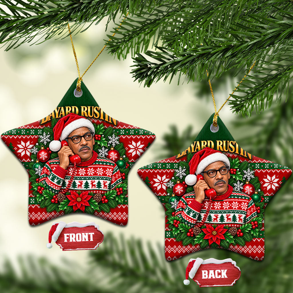 Bayard Rustin Christmas Ceramic Ornament Ugly Christmas Pattern Retro Fair Isle