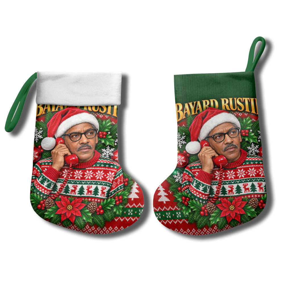 Bayard Rustin Christmas Stocking Ugly Christmas Pattern Retro Fair Isle