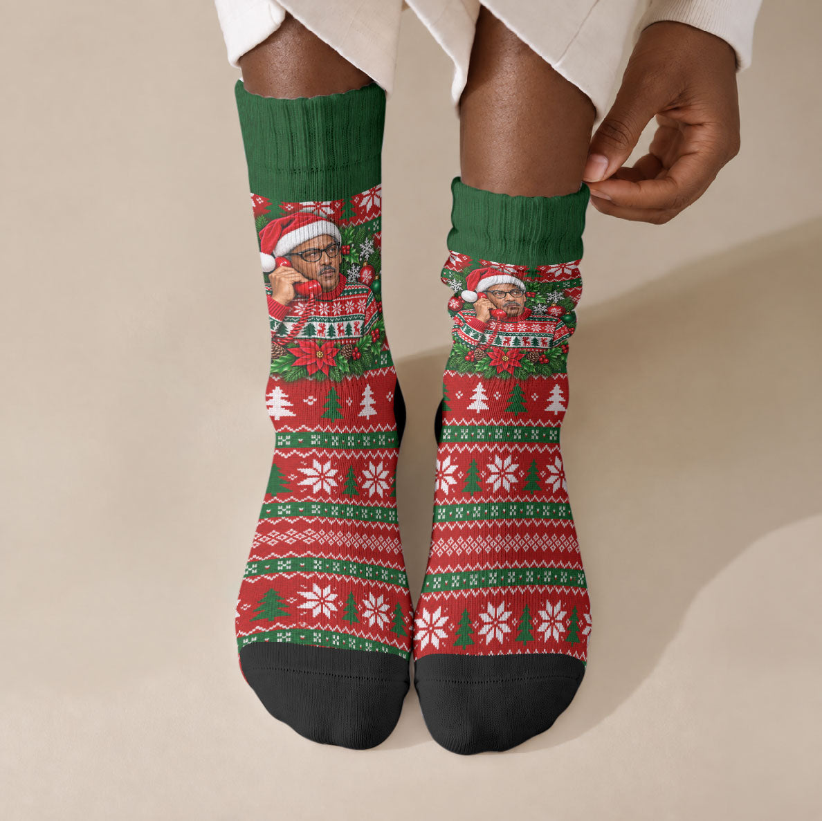 Bayard Rustin Christmas Crew Socks Ugly Christmas Pattern Retro Fair Isle