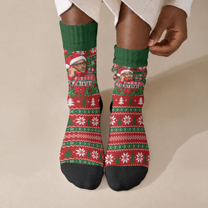 Bayard Rustin Christmas Crew Socks Ugly Christmas Pattern Retro Fair Isle
