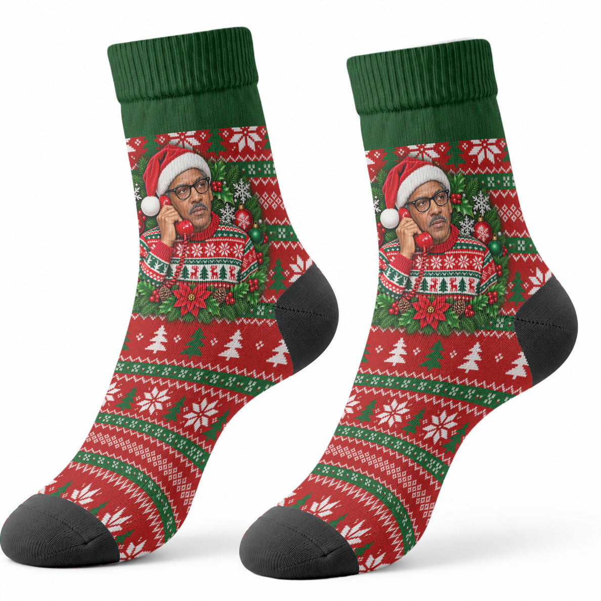 Bayard Rustin Christmas Crew Socks Ugly Christmas Pattern Retro Fair Isle
