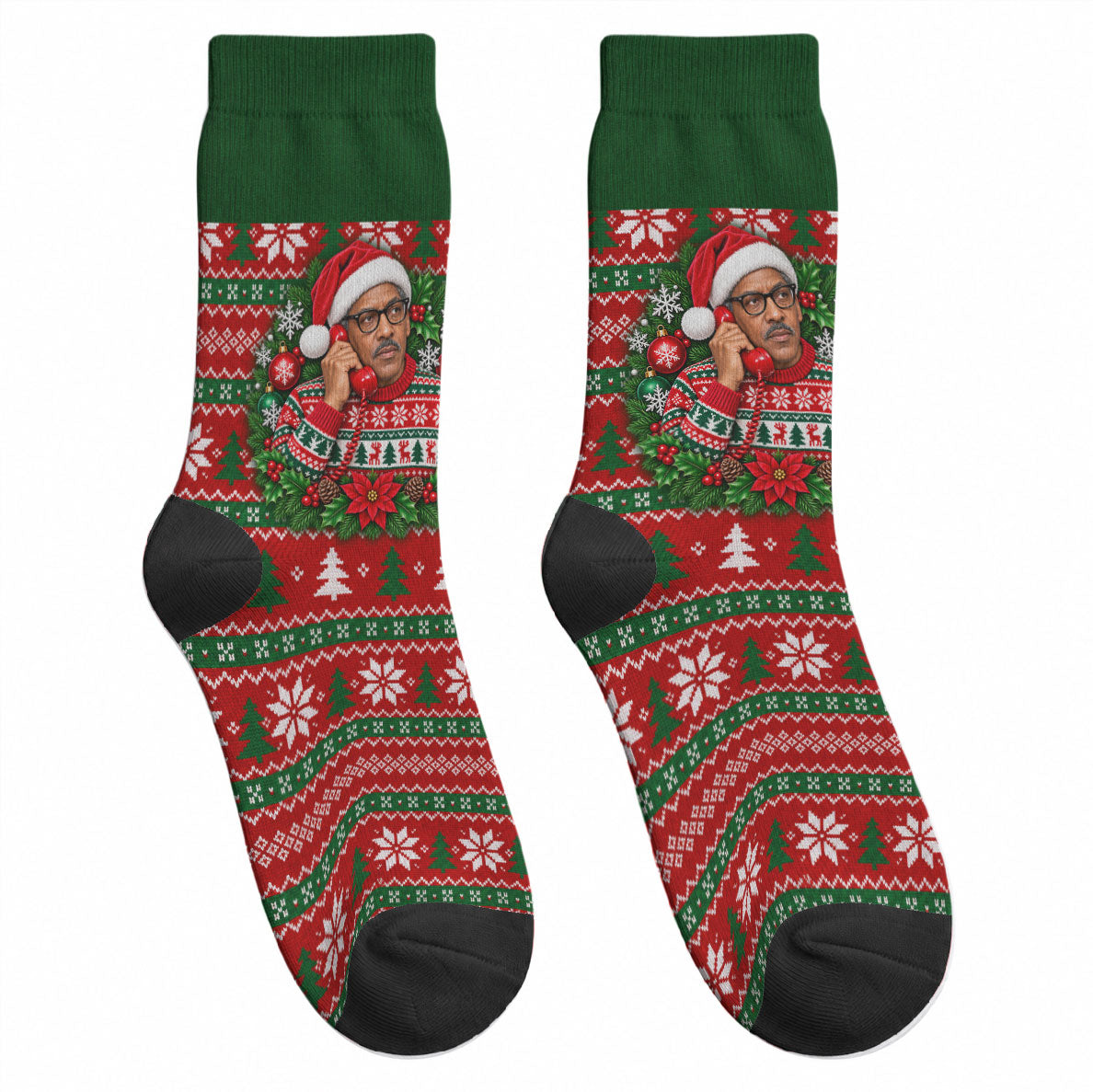 Bayard Rustin Christmas Crew Socks Ugly Christmas Pattern Retro Fair Isle