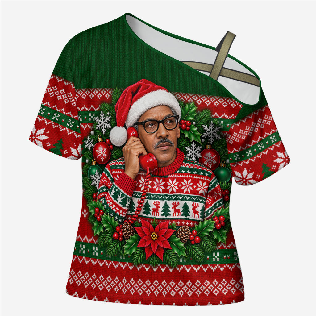 Bayard Rustin Christmas Cross Shoulder Shirt Ugly Christmas Pattern Retro Fair Isle