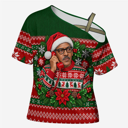 Bayard Rustin Christmas Cross Shoulder Shirt Ugly Christmas Pattern Retro Fair Isle