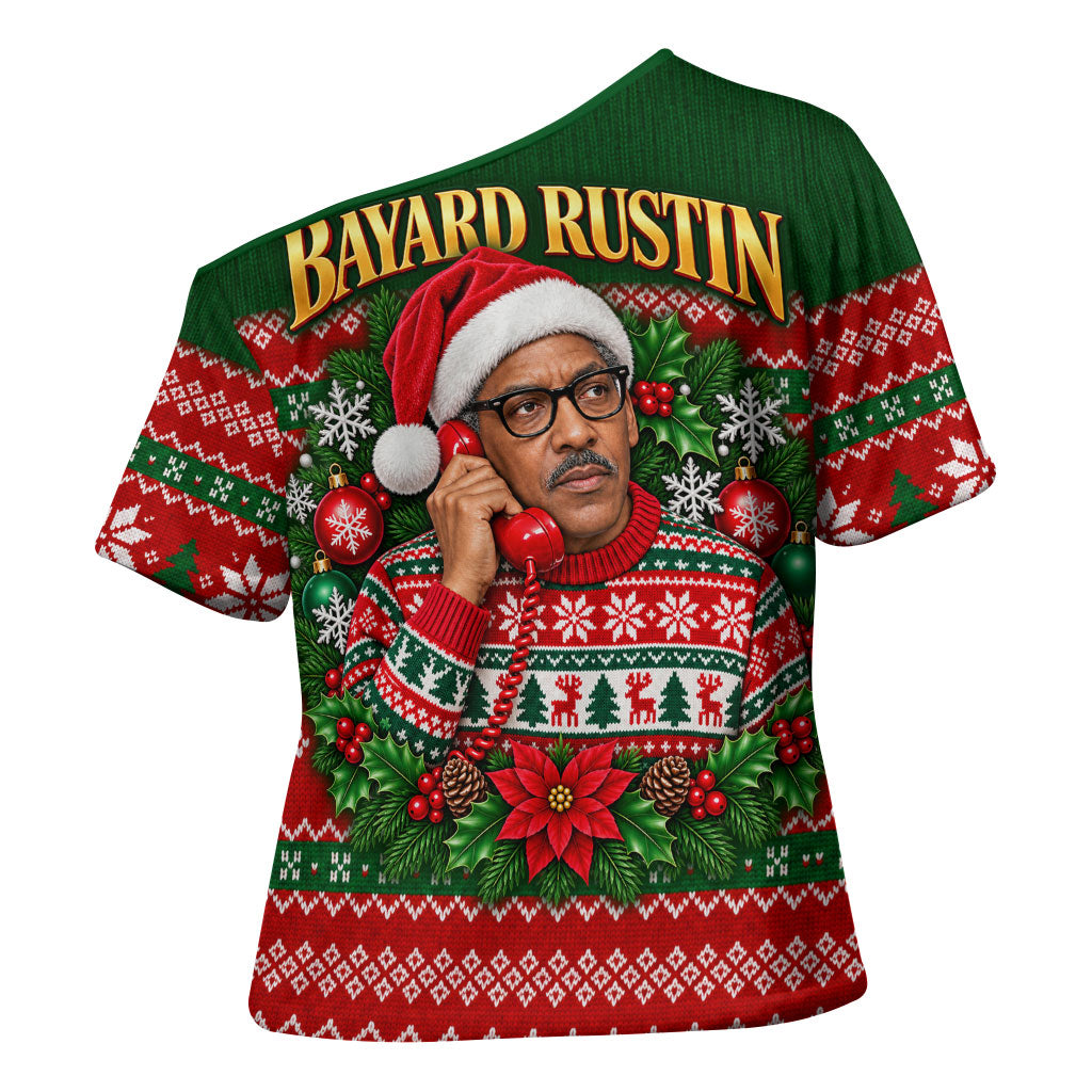Bayard Rustin Christmas Cross Shoulder Shirt Ugly Christmas Pattern Retro Fair Isle