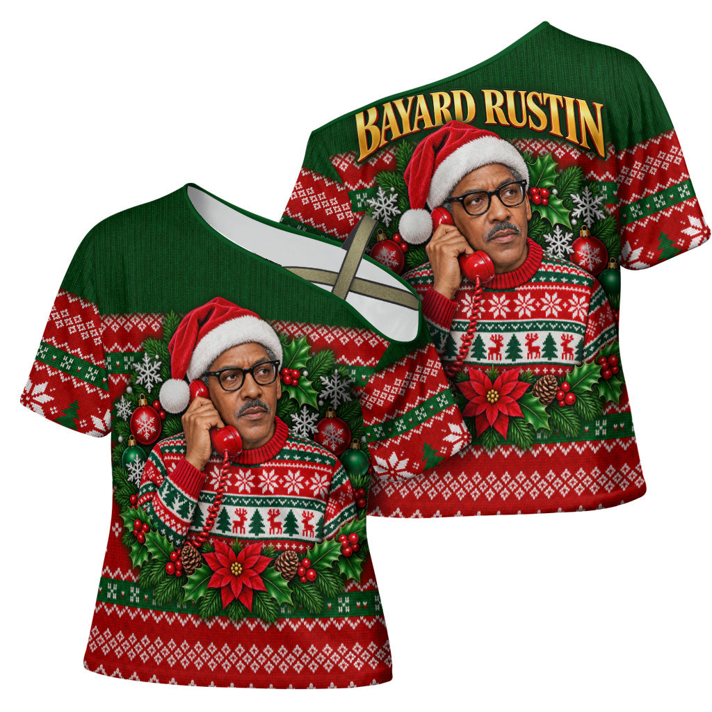 Bayard Rustin Christmas Cross Shoulder Shirt Ugly Christmas Pattern Retro Fair Isle