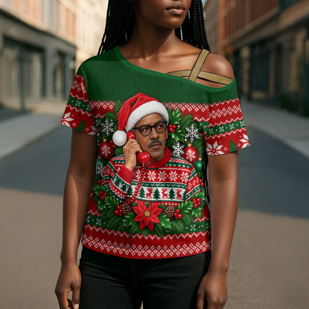 Bayard Rustin Christmas Cross Shoulder Shirt Ugly Christmas Pattern Retro Fair Isle