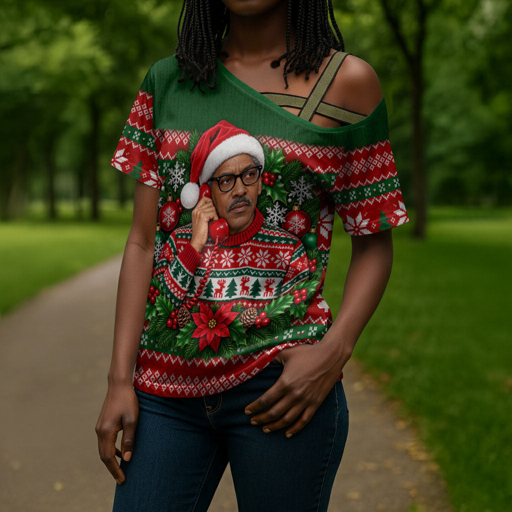 Bayard Rustin Christmas Cross Shoulder Shirt Ugly Christmas Pattern Retro Fair Isle