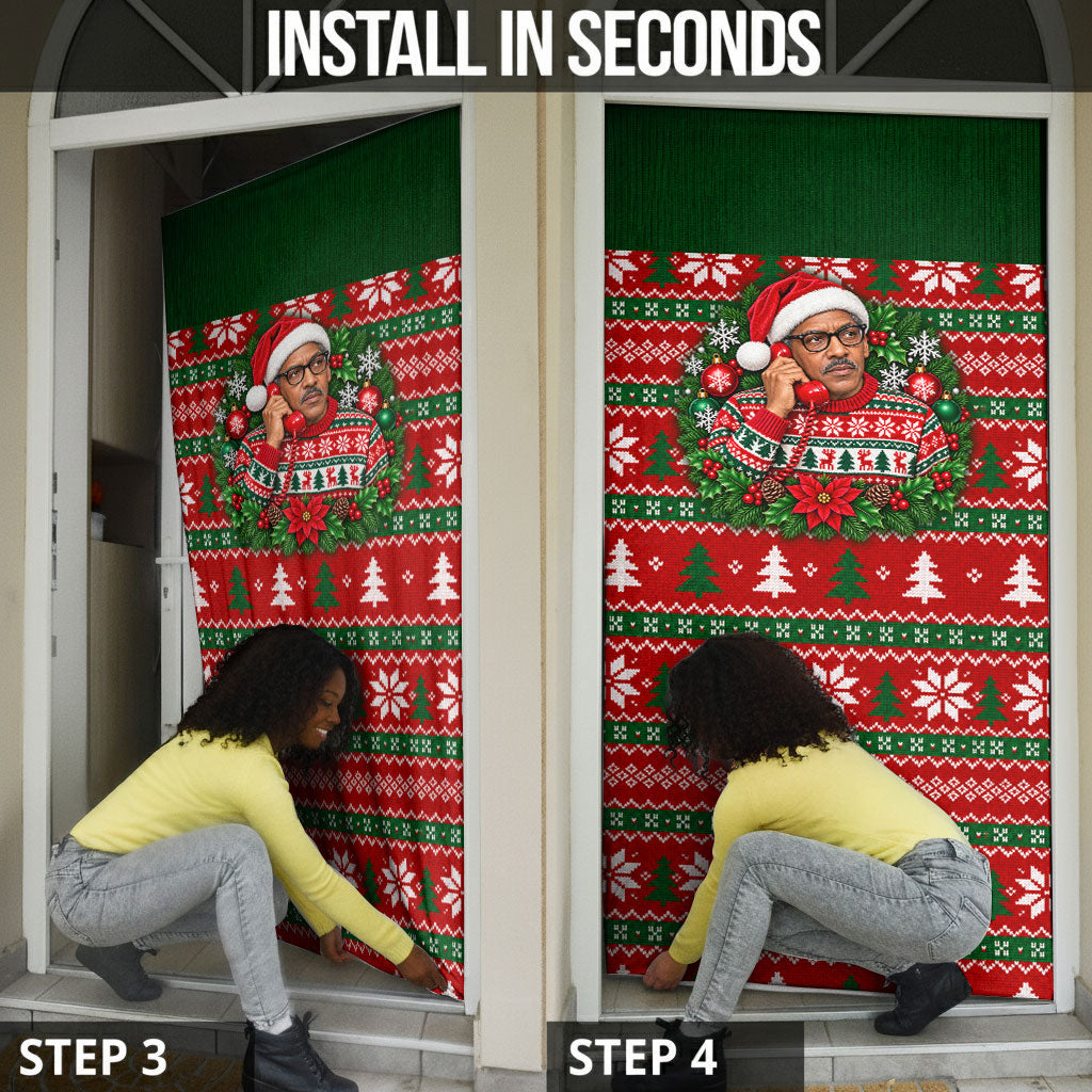 Bayard Rustin Christmas Door Cover Ugly Christmas Pattern Retro Fair Isle