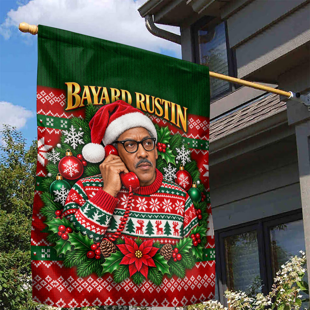 Bayard Rustin Christmas Garden Flag Ugly Christmas Pattern Retro Fair Isle