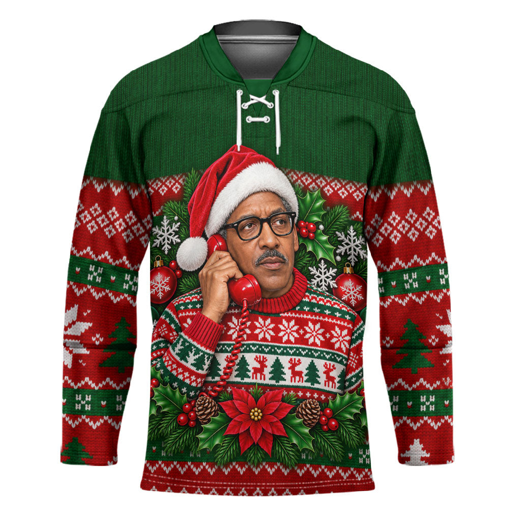 Bayard Rustin Christmas Hockey Jersey Ugly Christmas Pattern Retro Fair Isle