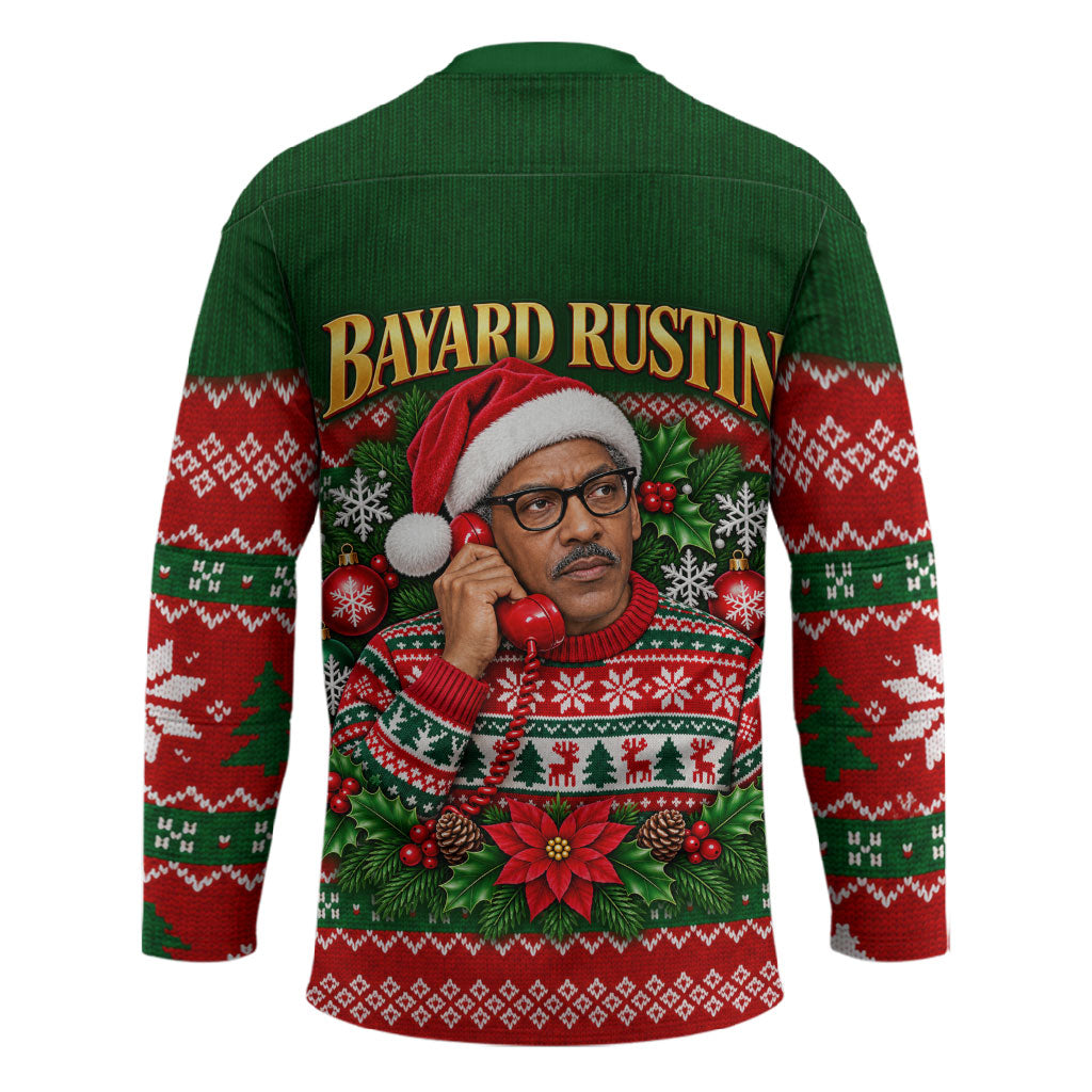 Bayard Rustin Christmas Hockey Jersey Ugly Christmas Pattern Retro Fair Isle