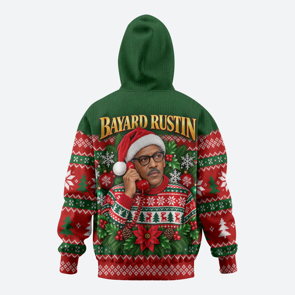 Bayard Rustin Christmas Hoodie Ugly Christmas Pattern Retro Fair Isle