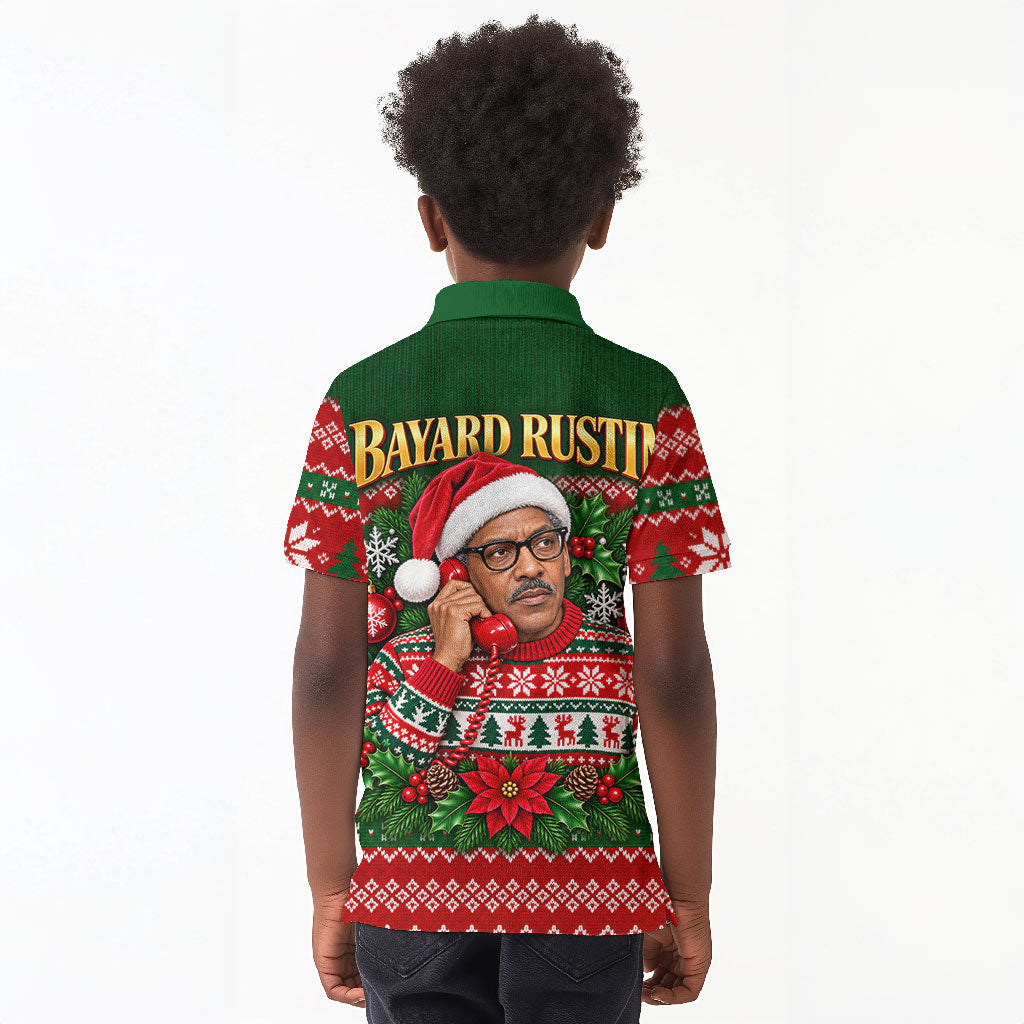 Bayard Rustin Christmas Kid Polo Shirt Ugly Christmas Pattern Retro Fair Isle