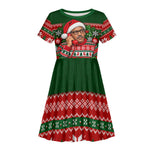 Bayard Rustin Christmas Kid Short Sleeve Dress Ugly Christmas Pattern Retro Fair Isle