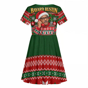 Bayard Rustin Christmas Kid Short Sleeve Dress Ugly Christmas Pattern Retro Fair Isle