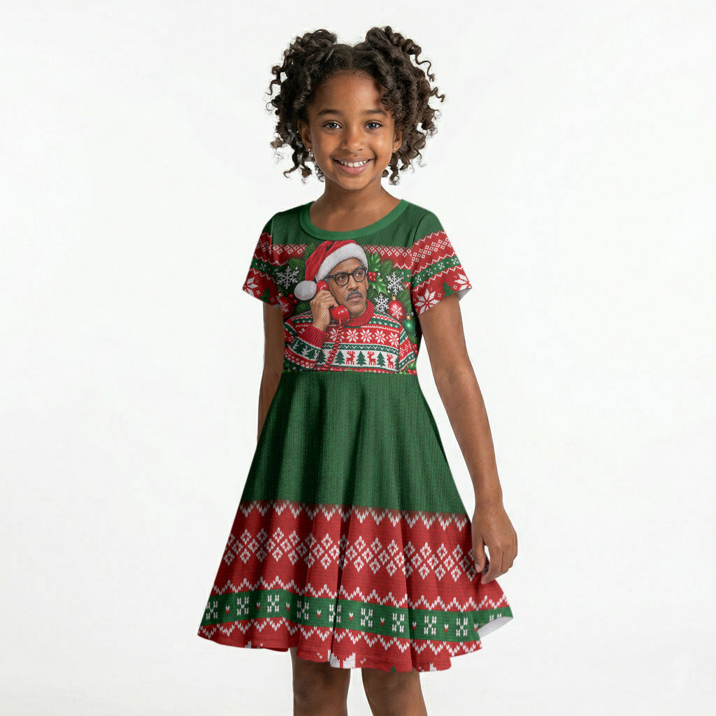 Bayard Rustin Christmas Kid Short Sleeve Dress Ugly Christmas Pattern Retro Fair Isle