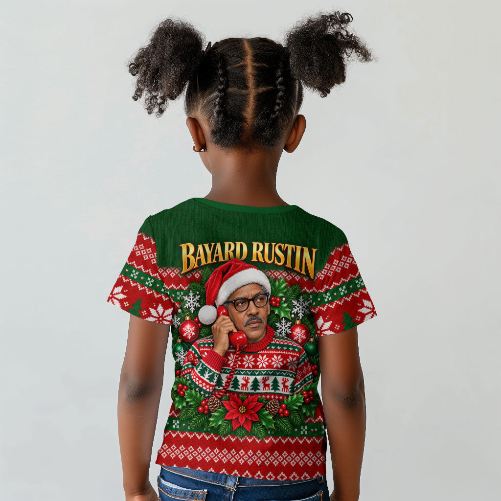 Bayard Rustin Christmas Kid T shirt Ugly Christmas Pattern Retro Fair Isle