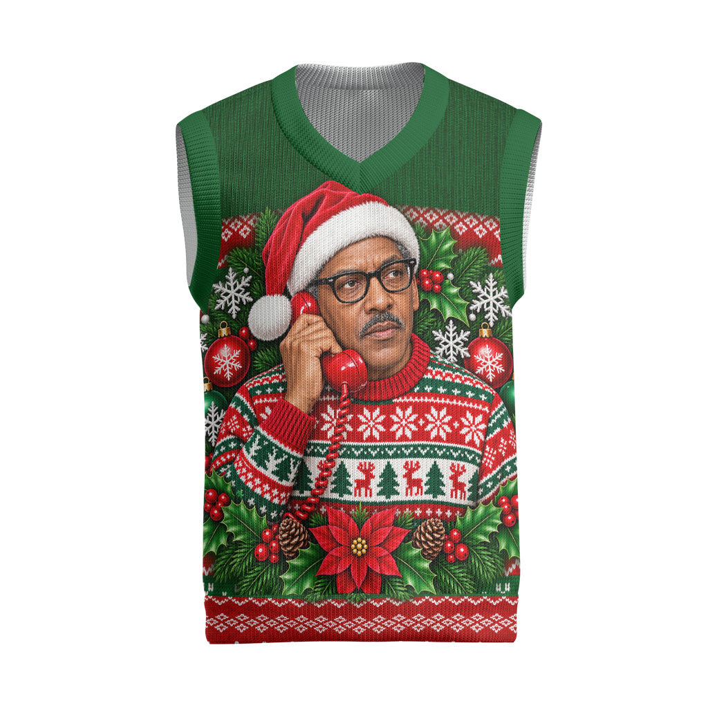 Bayard Rustin Christmas Knitted V-Neck Vest Ugly Christmas Pattern Retro Fair Isle