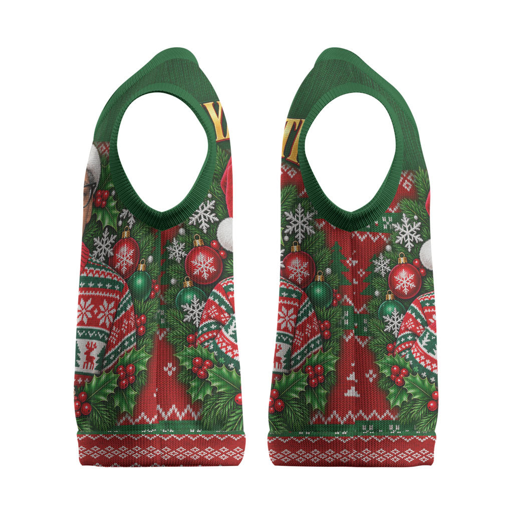 Bayard Rustin Christmas Knitted V-Neck Vest Ugly Christmas Pattern Retro Fair Isle