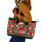 Bayard Rustin Christmas Leather Tote Bag Ugly Christmas Pattern Retro Fair Isle