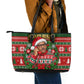 Bayard Rustin Christmas Leather Tote Bag Ugly Christmas Pattern Retro Fair Isle