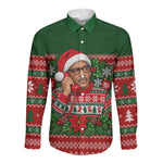 Bayard Rustin Christmas Long Sleeve Button Shirt Ugly Christmas Pattern Retro Fair Isle