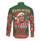Bayard Rustin Christmas Long Sleeve Button Shirt Ugly Christmas Pattern Retro Fair Isle