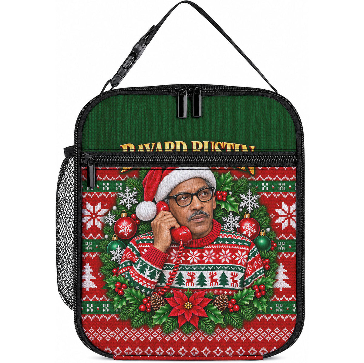 Bayard Rustin Christmas Lunch Bag Ugly Christmas Pattern Retro Fair Isle