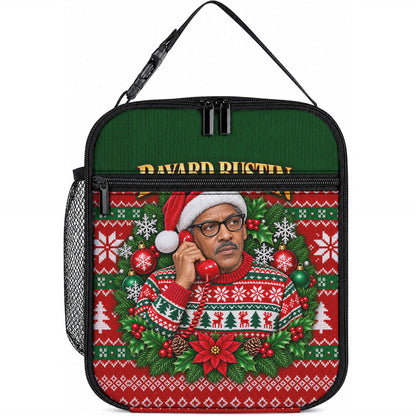 Bayard Rustin Christmas Lunch Bag Ugly Christmas Pattern Retro Fair Isle