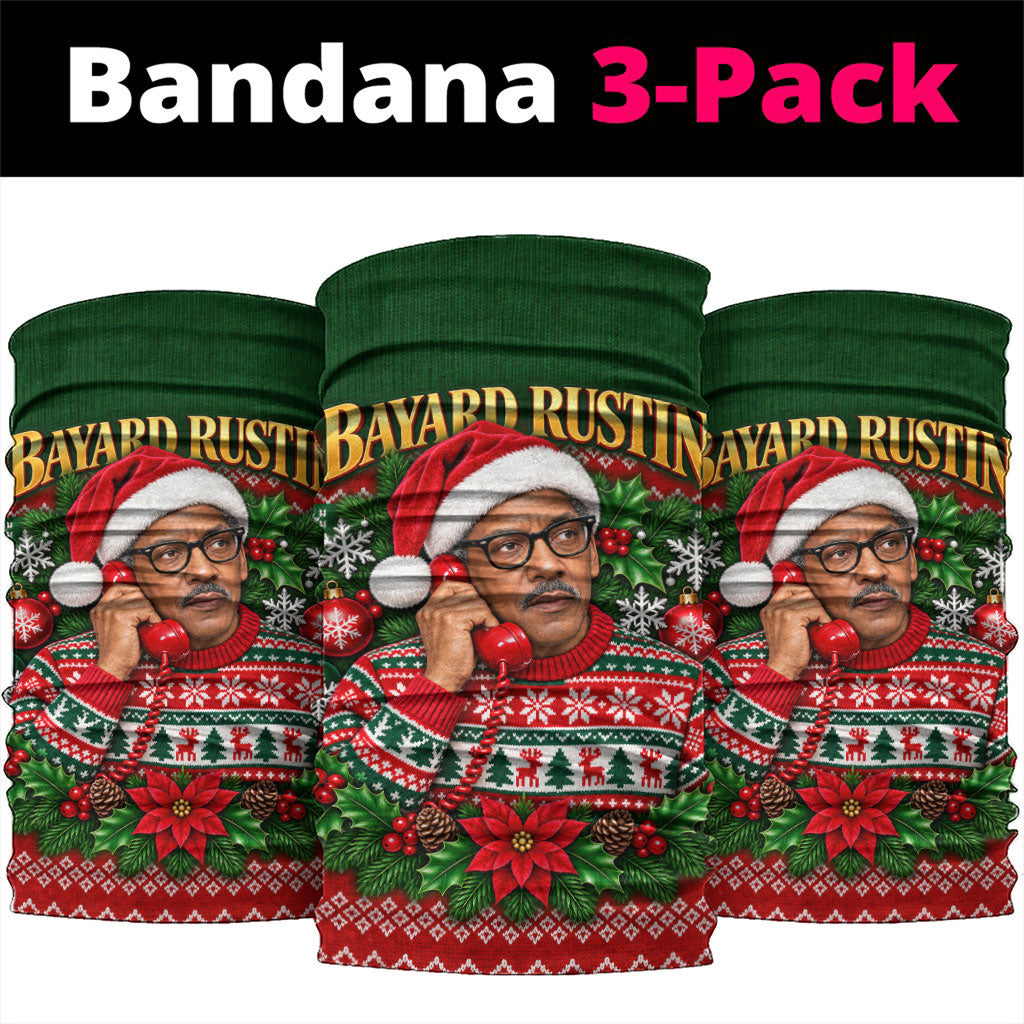Bayard Rustin Christmas Neck Gaiter Ugly Christmas Pattern Retro Fair Isle