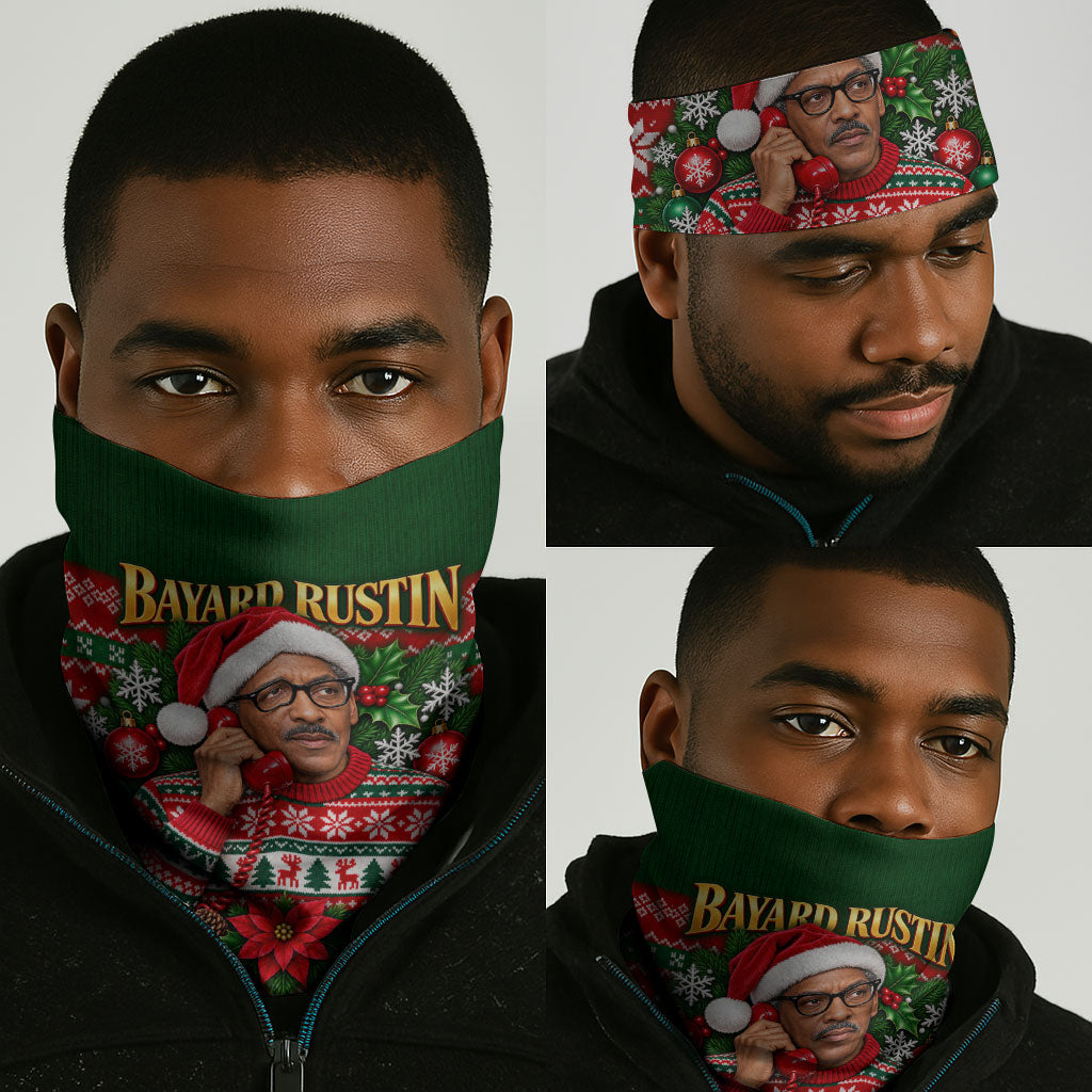 Bayard Rustin Christmas Neck Gaiter Ugly Christmas Pattern Retro Fair Isle