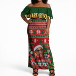 Bayard Rustin Christmas Off Shoulder Maxi Dress Ugly Christmas Pattern Retro Fair Isle