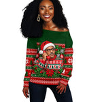 Bayard Rustin Christmas Off Shoulder Sweater Ugly Christmas Pattern Retro Fair Isle