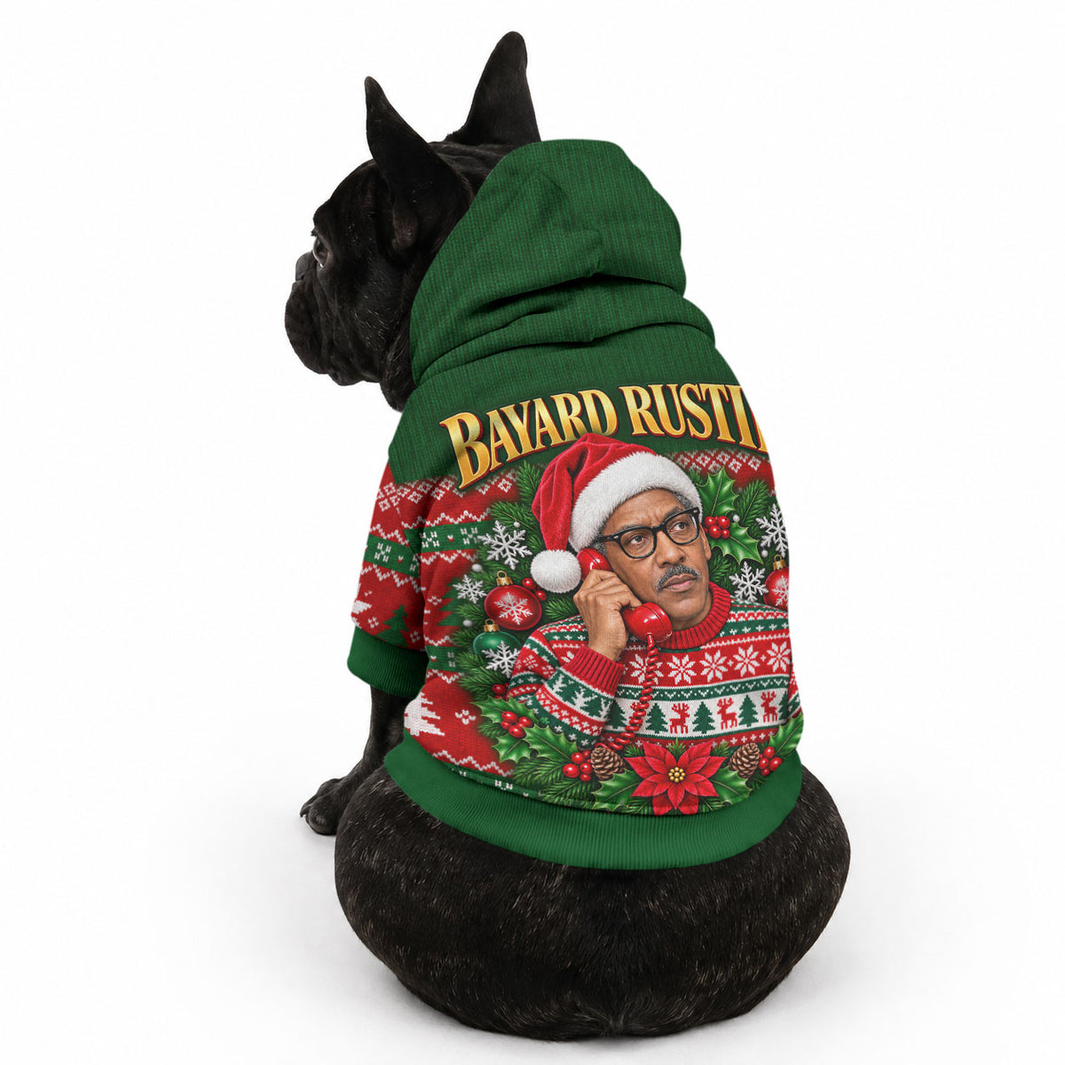 Bayard Rustin Christmas Pet Hoodie Ugly Christmas Pattern Retro Fair Isle