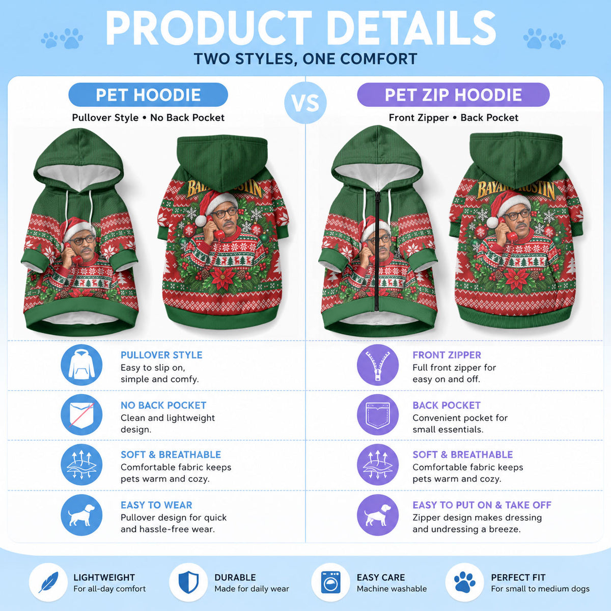 Bayard Rustin Christmas Pet Hoodie Ugly Christmas Pattern Retro Fair Isle