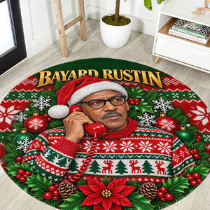 Bayard Rustin Christmas Round Carpet Ugly Christmas Pattern Retro Fair Isle