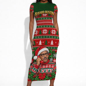 Bayard Rustin Christmas Short Sleeve Bodycon Dress Ugly Christmas Pattern Retro Fair Isle