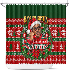 Bayard Rustin Christmas Shower Curtain Ugly Christmas Pattern Retro Fair Isle