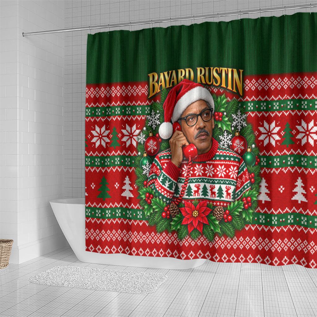 Bayard Rustin Christmas Shower Curtain Ugly Christmas Pattern Retro Fair Isle