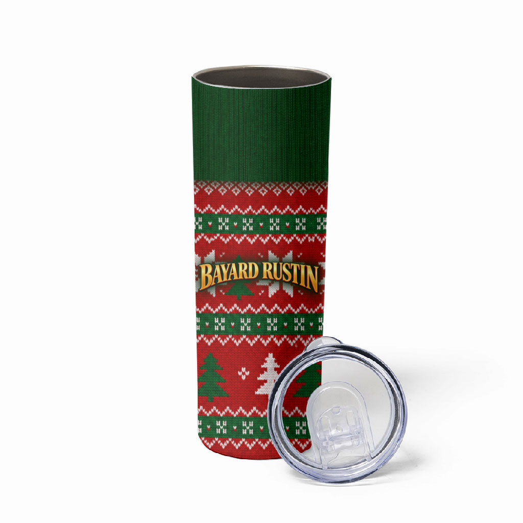 Bayard Rustin Christmas Skinny Tumbler Ugly Christmas Pattern Retro Fair Isle