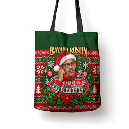 Bayard Rustin Christmas Tote Bag Ugly Christmas Pattern Retro Fair Isle