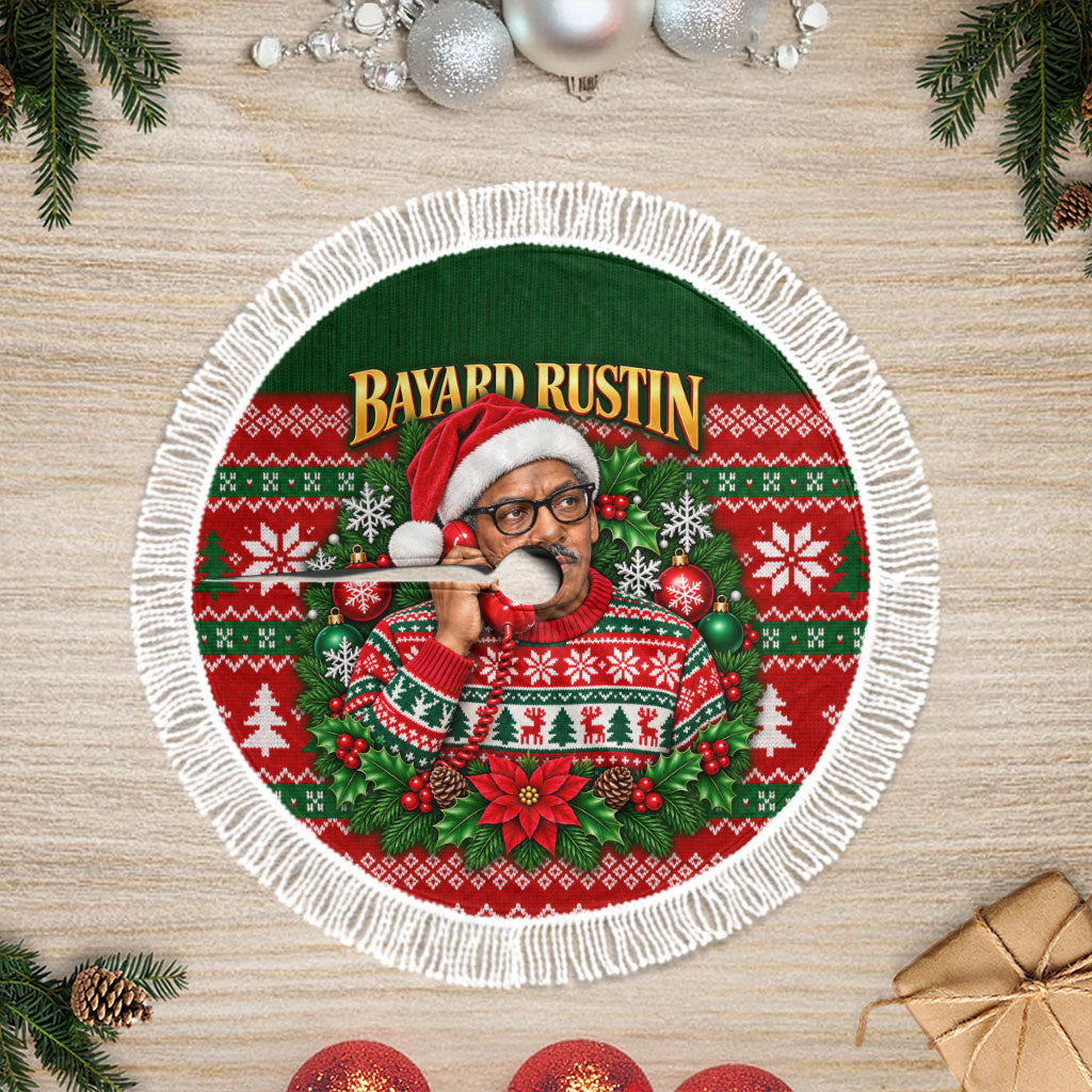 Bayard Rustin Christmas Tree Skirt Ugly Christmas Pattern Retro Fair Isle