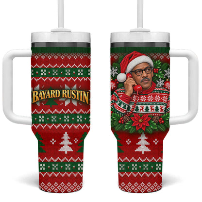 Bayard Rustin Christmas Tumbler With Handle Ugly Christmas Pattern Retro Fair Isle