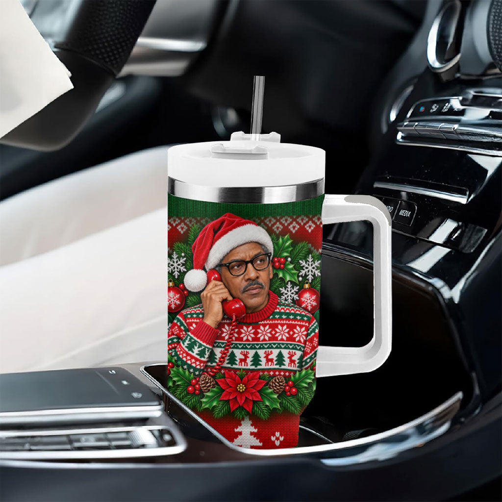 Bayard Rustin Christmas Tumbler With Handle Ugly Christmas Pattern Retro Fair Isle