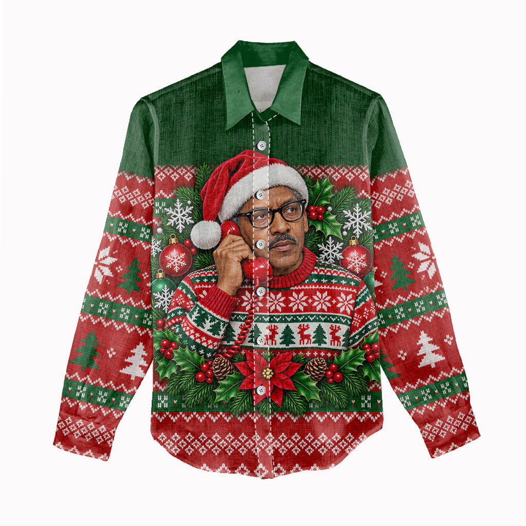 Bayard Rustin Christmas Women Casual Shirt Ugly Christmas Pattern Retro Fair Isle