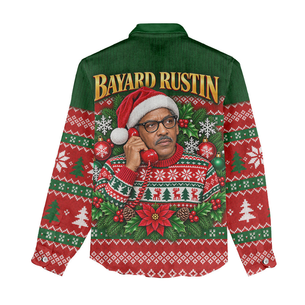 Bayard Rustin Christmas Women Casual Shirt Ugly Christmas Pattern Retro Fair Isle