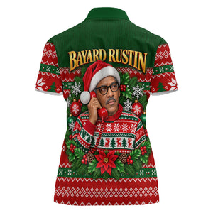 Bayard Rustin Christmas Women Polo Shirt Ugly Christmas Pattern Retro Fair Isle