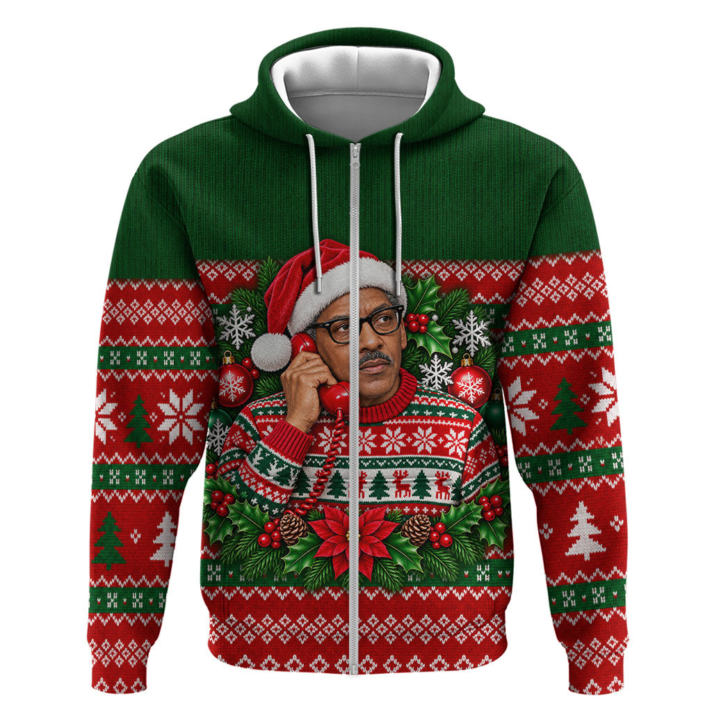 Bayard Rustin Christmas Zip Hoodie Ugly Christmas Pattern Retro Fair Isle
