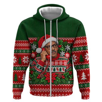 Bayard Rustin Christmas Zip Hoodie Ugly Christmas Pattern Retro Fair Isle
